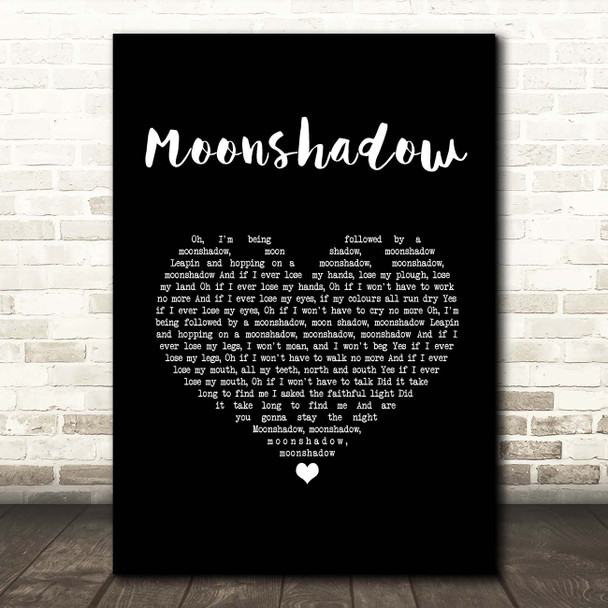 Cat Stevens Moonshadow Black Heart Song Lyric Print
