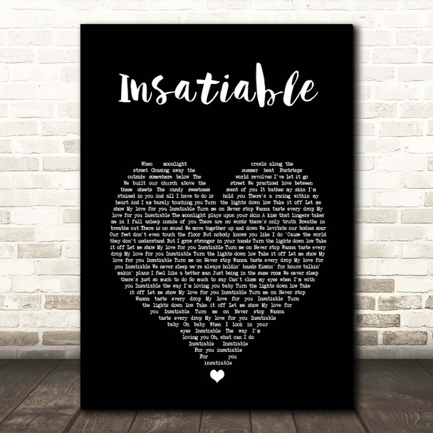 Darren Hayes Insatiable Black Heart Song Lyric Print