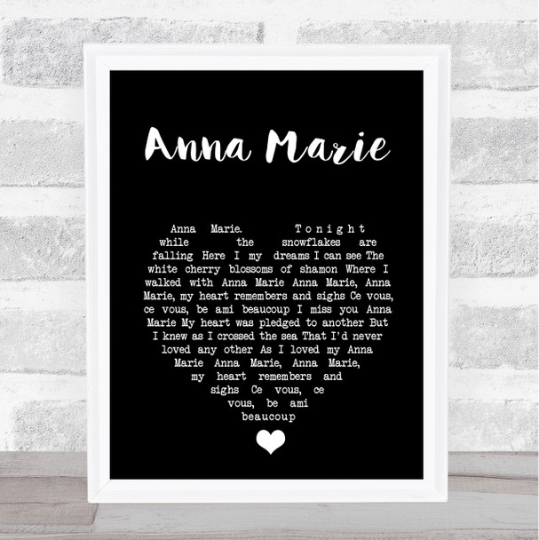 Jim Reeves Anna Marie Black Heart Song Lyric Print