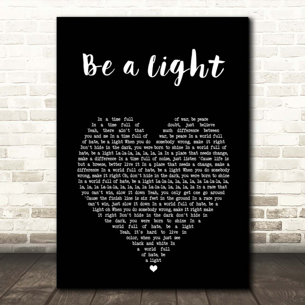 Keith Urban, Be a Light Black Heart Song Lyric Print