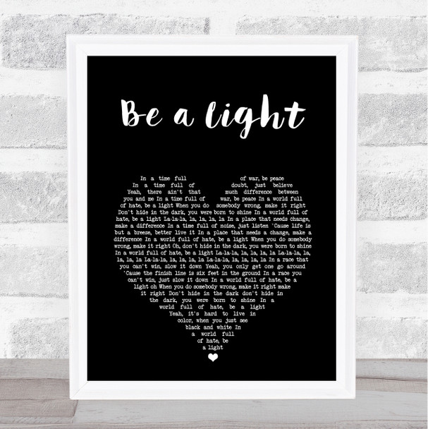 Keith Urban, Be a Light Black Heart Song Lyric Print