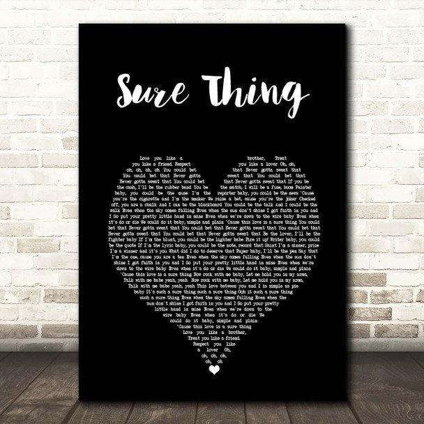 Miguel Sure Thing Black Heart Song Lyric Print