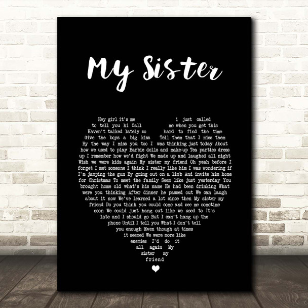 Reba McEntire My Sister Black Heart Song Lyric Print