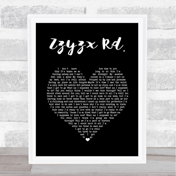 Stone Sour Zzyzx Rd. Black Heart Song Lyric Print