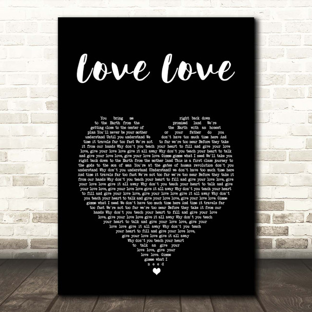 Take That Love Love Black Heart Song Lyric Print