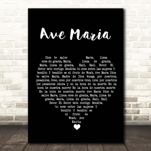 Marian Anderson Ave Maria Black Heart Song Lyric Print