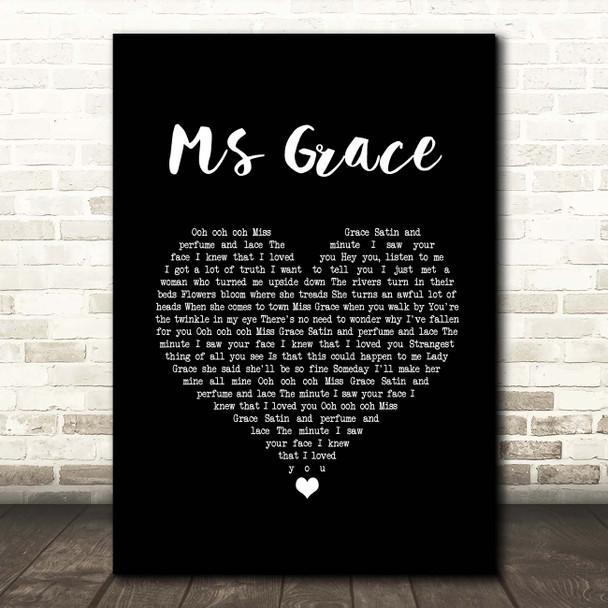 The Tymes Ms Grace Black Heart Song Lyric Print