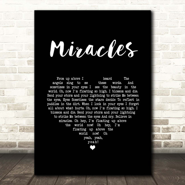 Coldplay Miracles Black Heart Song Lyric Print