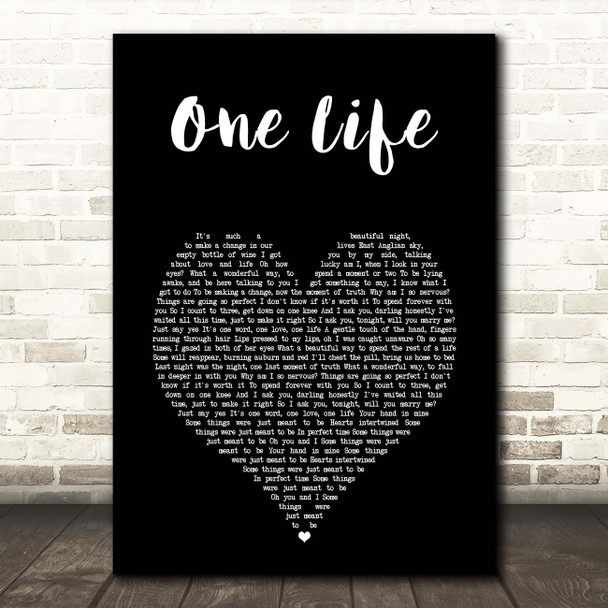 Ed Sheeran One Life Black Heart Song Lyric Print