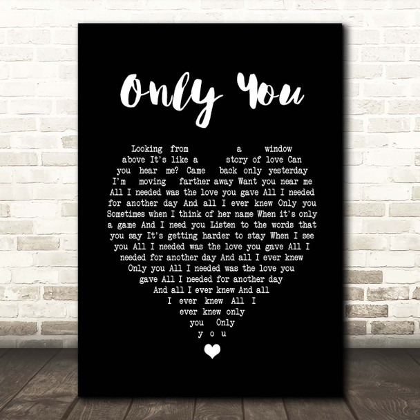 Alistair griffin Only You Black Heart Song Lyric Print