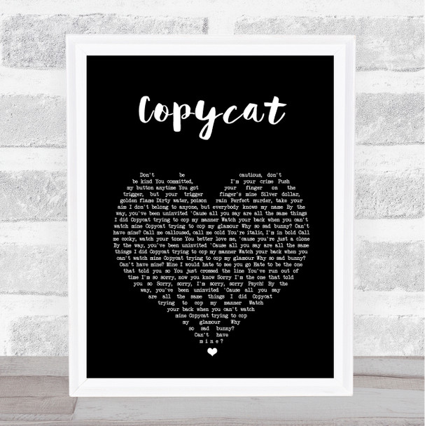 Billie Eilish Copycat Black Heart Song Lyric Print