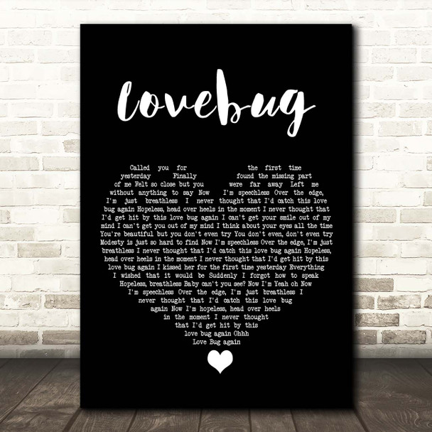Jonas Brothers Lovebug Black Heart Song Lyric Print