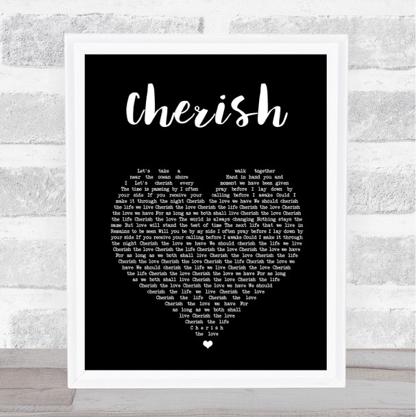 Kool & The Gang Cherish Black Heart Song Lyric Print