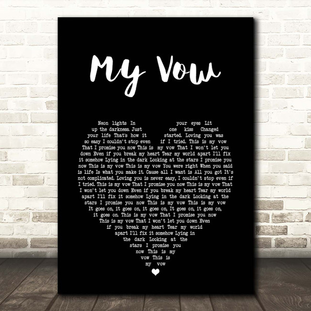 Scouting For Girls My Vow Black Heart Song Lyric Print