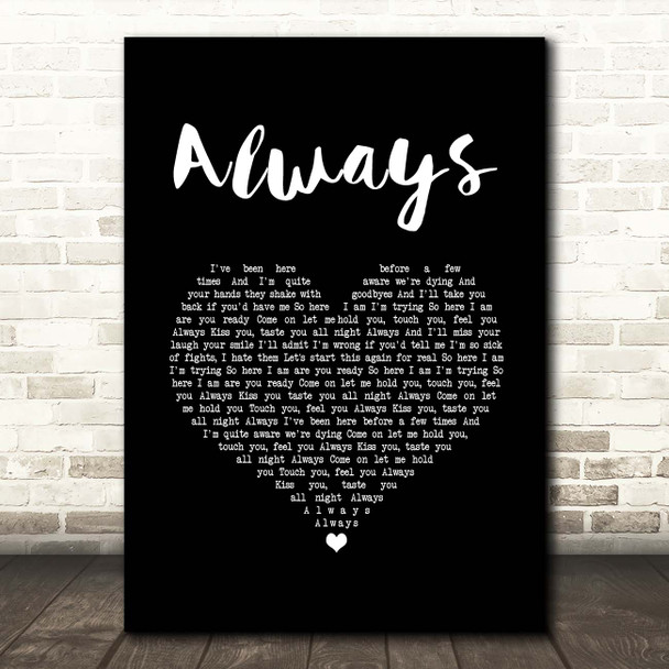 Blink-182 Always Black Heart Song Lyric Print