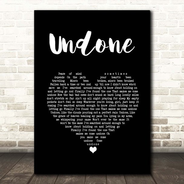 Casey James Undone Black Heart Song Lyric Print