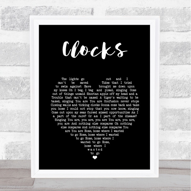 Coldplay Clocks Black Heart Song Lyric Print