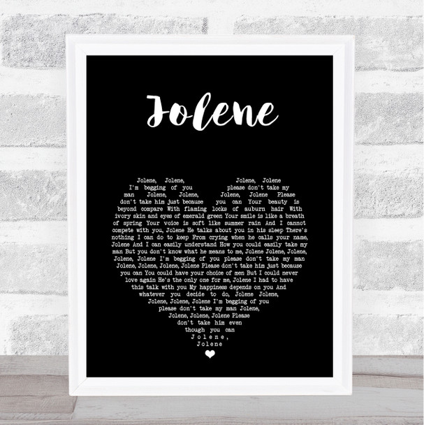 Dolly Parton Jolene Black Heart Song Lyric Print