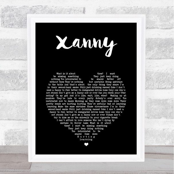 Billie Eilish Xanny Black Heart Song Lyric Print