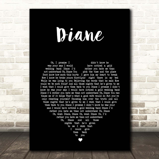 Cam Diane Black Heart Song Lyric Print