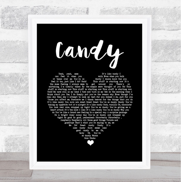 Cameo Candy Black Heart Song Lyric Print