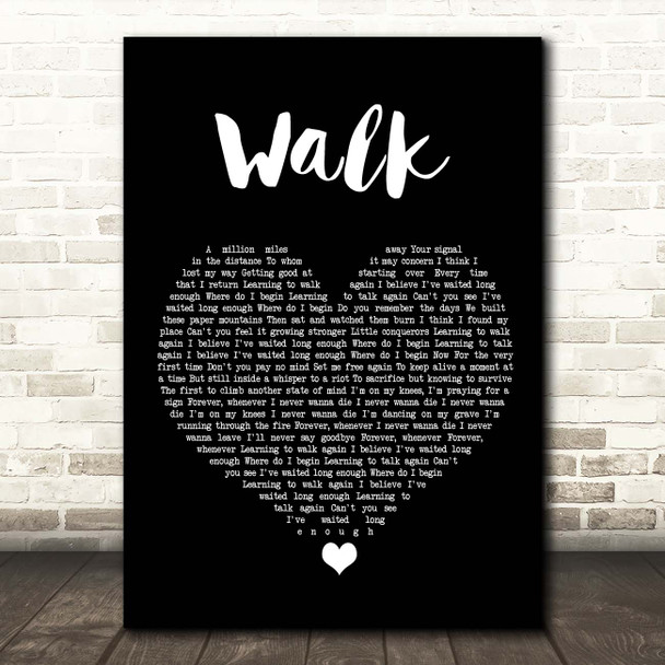 Foo Fighters Walk Black Heart Song Lyric Print
