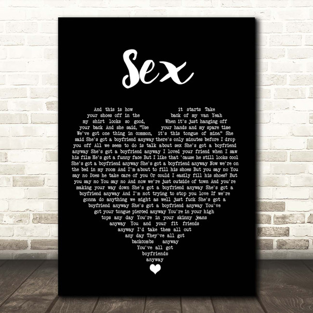 The 1975 Sex Black Heart Song Lyric Print