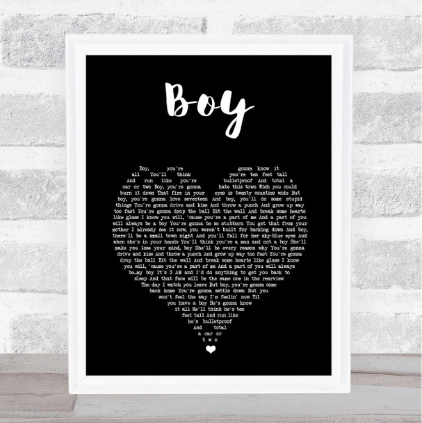 Lee Brice Boy Black Heart Song Lyric Print