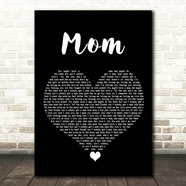 Meghan Trainor Mom Black Heart Song Lyric Print