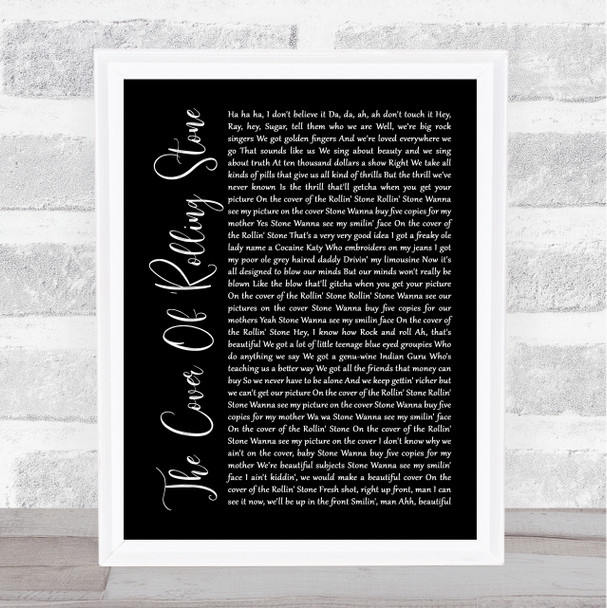 Dr. Hook The Cover Of 'Rolling Stone Black Script Song Lyric Print