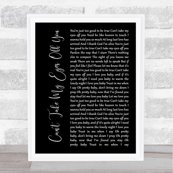 Andy Williams Can't Take My Eyes Off You Black Script Song Lyric Print