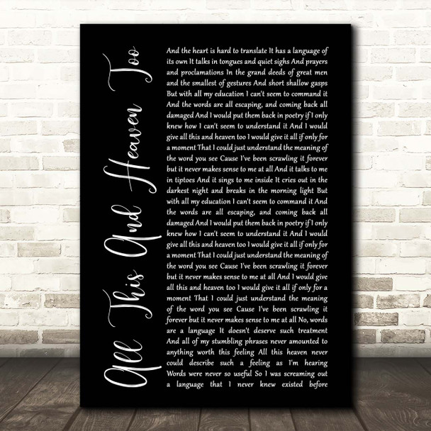 Florence + The Machine All This And Heaven Too Black Script Song Lyric Print