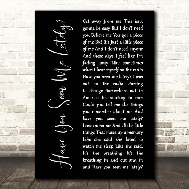 Counting Crows Have You Seen Me Lately Black Script Song Lyric Print