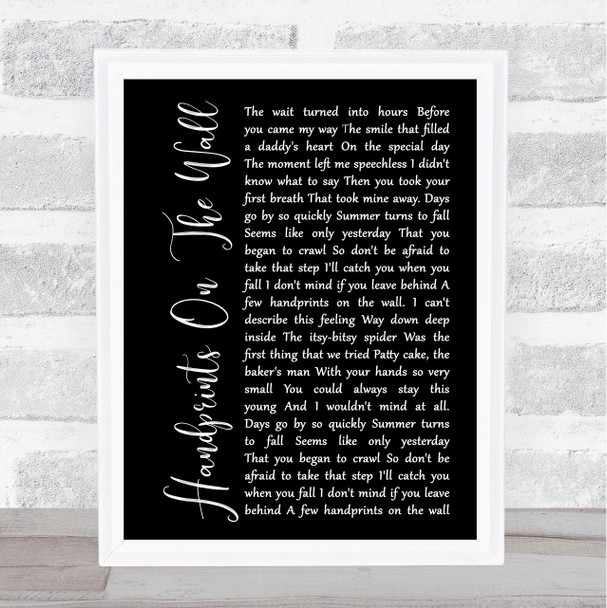 Kenny Rogers Handprints On The Wall Black Script Song Lyric Print