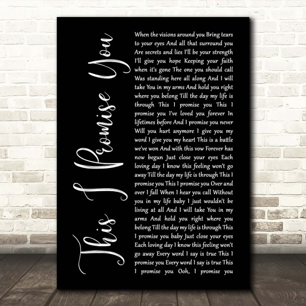 N Sync This I Promise You Black Script Song Lyric Print