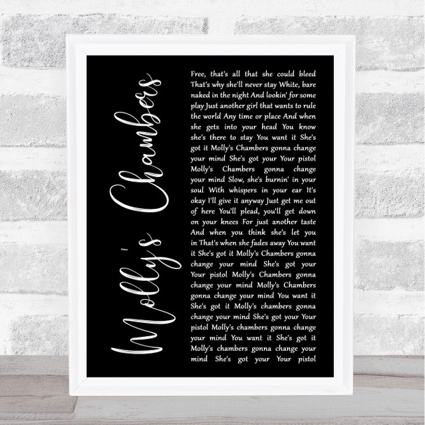 Kings Of Leon Molly's Chambers Black Script Song Lyric Print