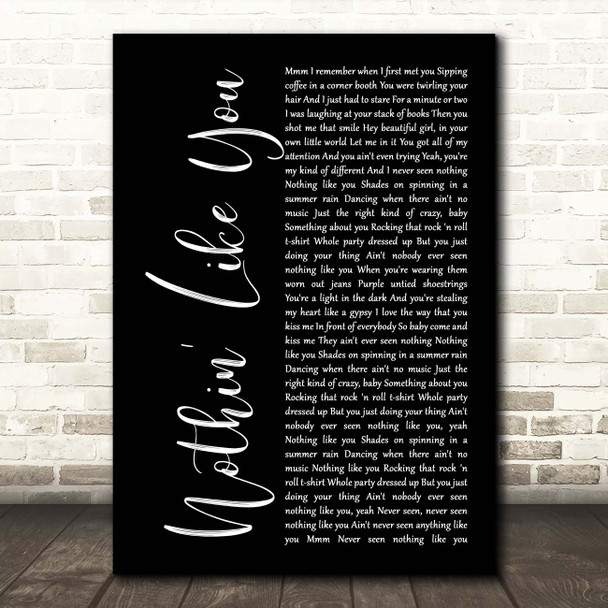 Dan + Shay Nothin' Like You Black Script Song Lyric Print