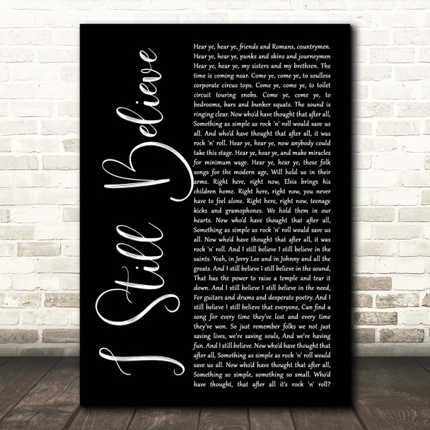 Frank Turner I Still Believe Black Script Song Lyric Print