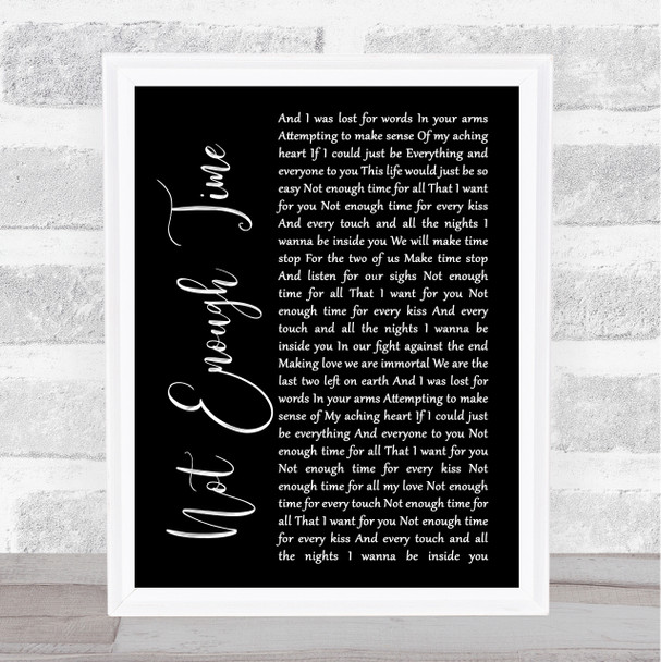 INXS Not Enough Time Black Script Song Lyric Print