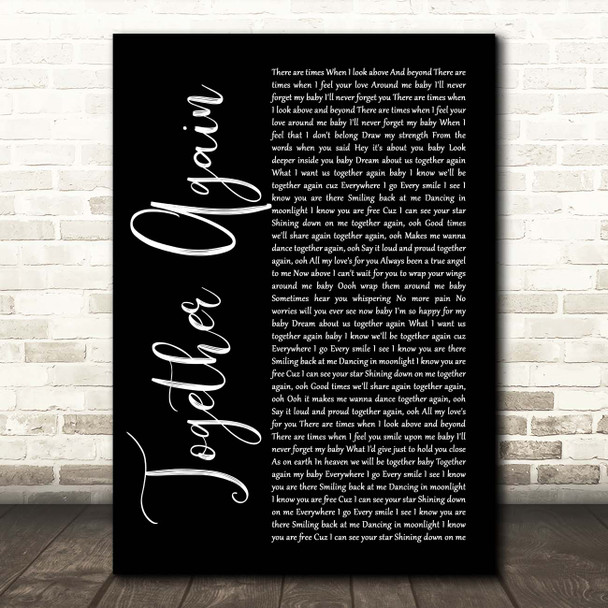 Janet Jackson Together Again Black Script Song Lyric Print