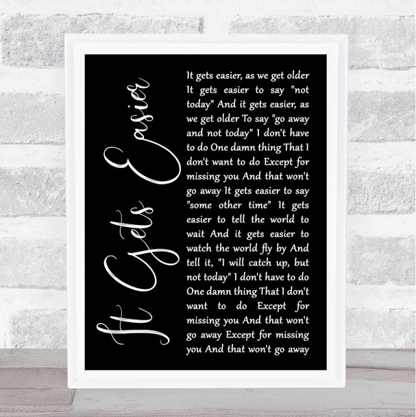 Willie Nelson It Gets Easier Black Script Song Lyric Print