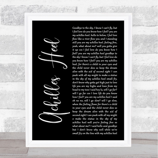 Toploader Achilles Heel Black Script Song Lyric Print