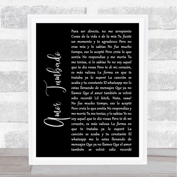 Natanael Cano Amor Tumbado Black Script Song Lyric Print