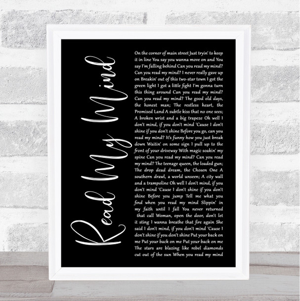 The Killers Read My Mind Black Script Song Lyric Print