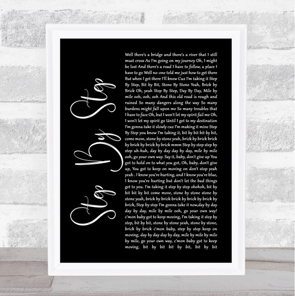 Whitney Houston Step By Step Black Script Song Lyric Print