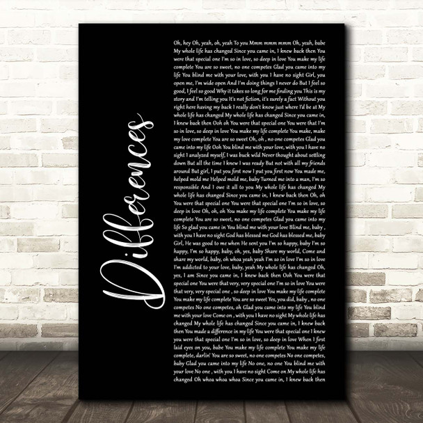 Ginuwine Differences Black Script Song Lyric Print