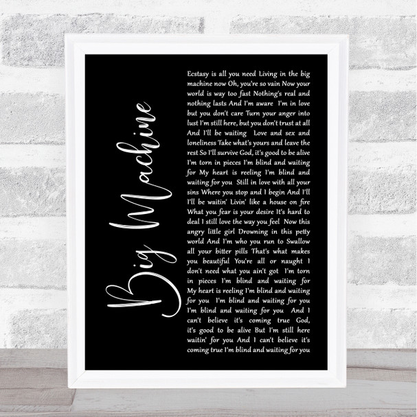 Goo Goo Dolls Big Machine Black Script Song Lyric Print