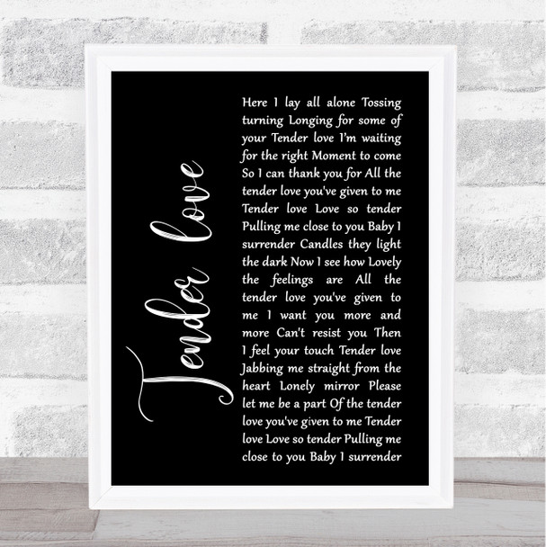 Kenny Thomas Tender love Black Script Song Lyric Print