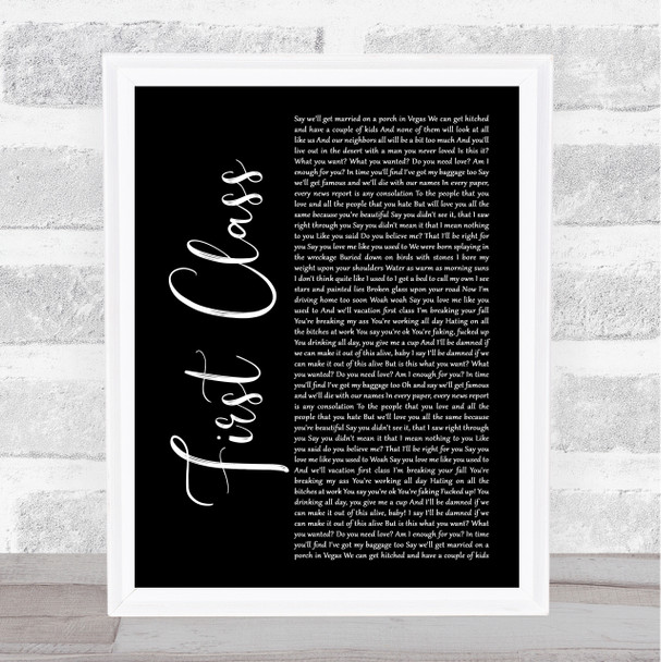 Rainbow Kitten Surprise First Class Black Script Song Lyric Print