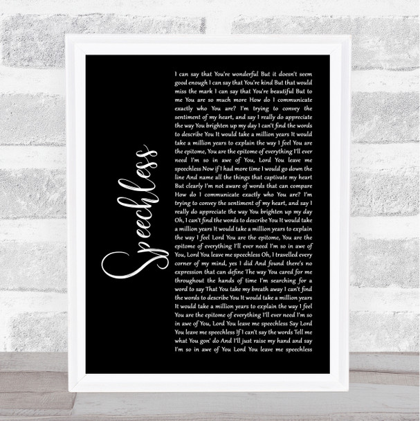 Anita Wilson Speechless Black Script Song Lyric Print